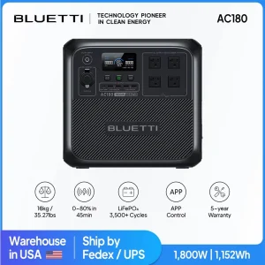 BLUETTI AC180 1152Wh 1800W Portable Power Station LiFePO4 Solar Generator
