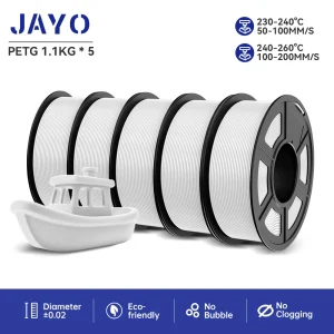 JAYO petg 3d printer filaments PETG 5Rolls 1.75mm Mixed Color Bubble Free FDM 3D Printer Material for 3d pen refill 1.1kg/1rolls